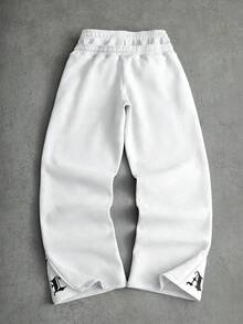 PAVTROS 男士街头风洛杉矶刺绣腰带休闲运动裤，适合户外音乐节、日常穿着、朋友聚会、送给男友/老公的礼物、周年纪念礼物，浅灰色 - 白色 - 查看 5