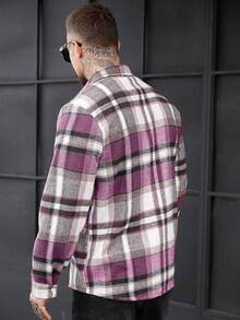 Manfinity CasualCool 男士格子领单排扣休闲百搭通勤长袖衬衫 - 彩色 - 查看 2