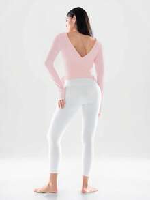 GLOWMODE FeatherFit™ Split Decision 2-In-1 Reversible Wear Buttery-Soft Stretchy Sweat-Wicking Tie-Waist Long Sleeve Top Yoga Pilates Studio Daily Casual Valentine's Day - Baby Pink - View 11
