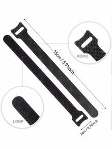 20PCS, Reusable Cable Ties, Black Adjustable Wire Storage Straps, Multifunctional Hook And Loop Cable Management Ties, Used For Organizing Homes, Offices, And Data Centers - Black - View 3