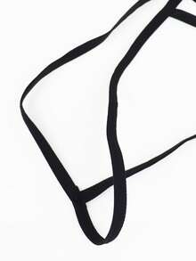Fashionable Sexy Black Hollow Mesh Mid-Waist Thong Underwear For Men - Black - View 3