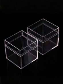 12pcs New Fully Transparent PS Plastic Square Packaging Boxes, Hinged Lid Candy Boxes - Transparent - View 1