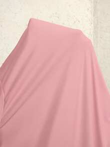 SHEIN LUNE 大码女式休闲日常通勤纯色蝙蝠袖扭结下摆不对称T恤，夏季 - 粉色 - 查看 7