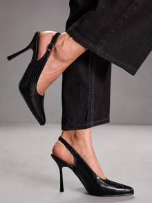 CUCCOO SZL Sandales à talons hauts ouverts élégantes et avec motif gaufré pour femmes - Noir - Voir 8