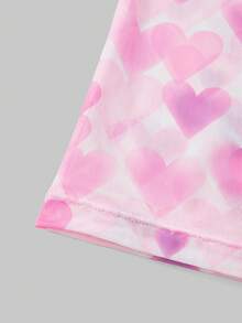 Men's Allover Heart Print Short Sleeve Mesh Undershirt