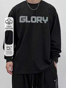 DAZY Men's Distressed Letter Print Black T-Shirt, Autumn - Black - View 6