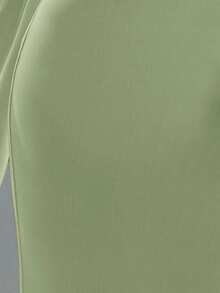 Aloruh Vestido asimétrico de hombro minimalista de unicolor para mujer - Verde - Ver 9