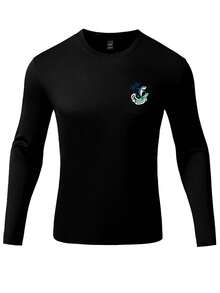 Horizaway Men's Vacation Beach Long Sleeve Swimwear Rash Guard - Black - View 3