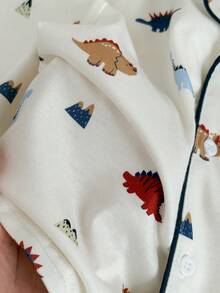 SHEIN 2件套男婴休闲可爱针织卡通恐龙图案长袖睡衣套装 - 彩色 - 查看 7