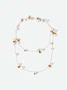 Opalesca Unique Multi-Layer Asymmetrical Pink Stone Necklace, Exaggerated Minimalist Multilayer Choker Necklace For Women,Outfits,Beaded,Wedding/Bridal Accessories,Fairycore/Fairy,Charm Necklace,Pearl,Elegant