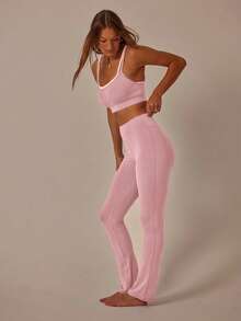 Aralina Double Strap Cut Out Crop Top And High Waist Leggings Stretchy Workout Sets Women - Blush Crush - View 8