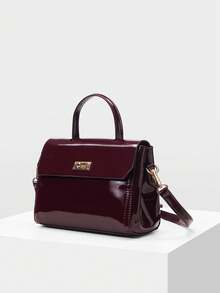 MOTF PREMIUM BOLSO DE MANO MINIMALISTA DE MODA PARA COMMUTER CON SOLAPA Y CIERRE DE GIRO, BOLSO BURDEOS DE MODA, DÍA DE SAN VALENTÍN, BOLSO ELEGANTE PARA MUJER, DE LUJO - Fucsia - Ver 3