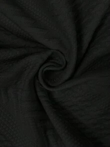 SHEIN Clasi 棕色磨毛V领长袖短款针织连衣裙，女士秋冬款 - 黑色 - 查看 7