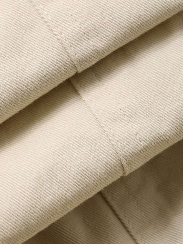 Men's Elastic Waist Khaki Cargo Pants, Casual Jogger Style, Spring/Autumn