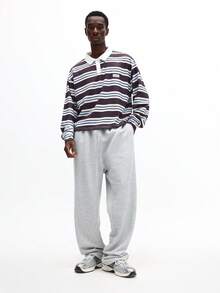 SUMWON Crop Fit Long Sleeve Striped Polo Sweatpants Co Ord Set Casual Loungewear Two Piece Matching Outfit Winter Comfort - Multicolor - View 1