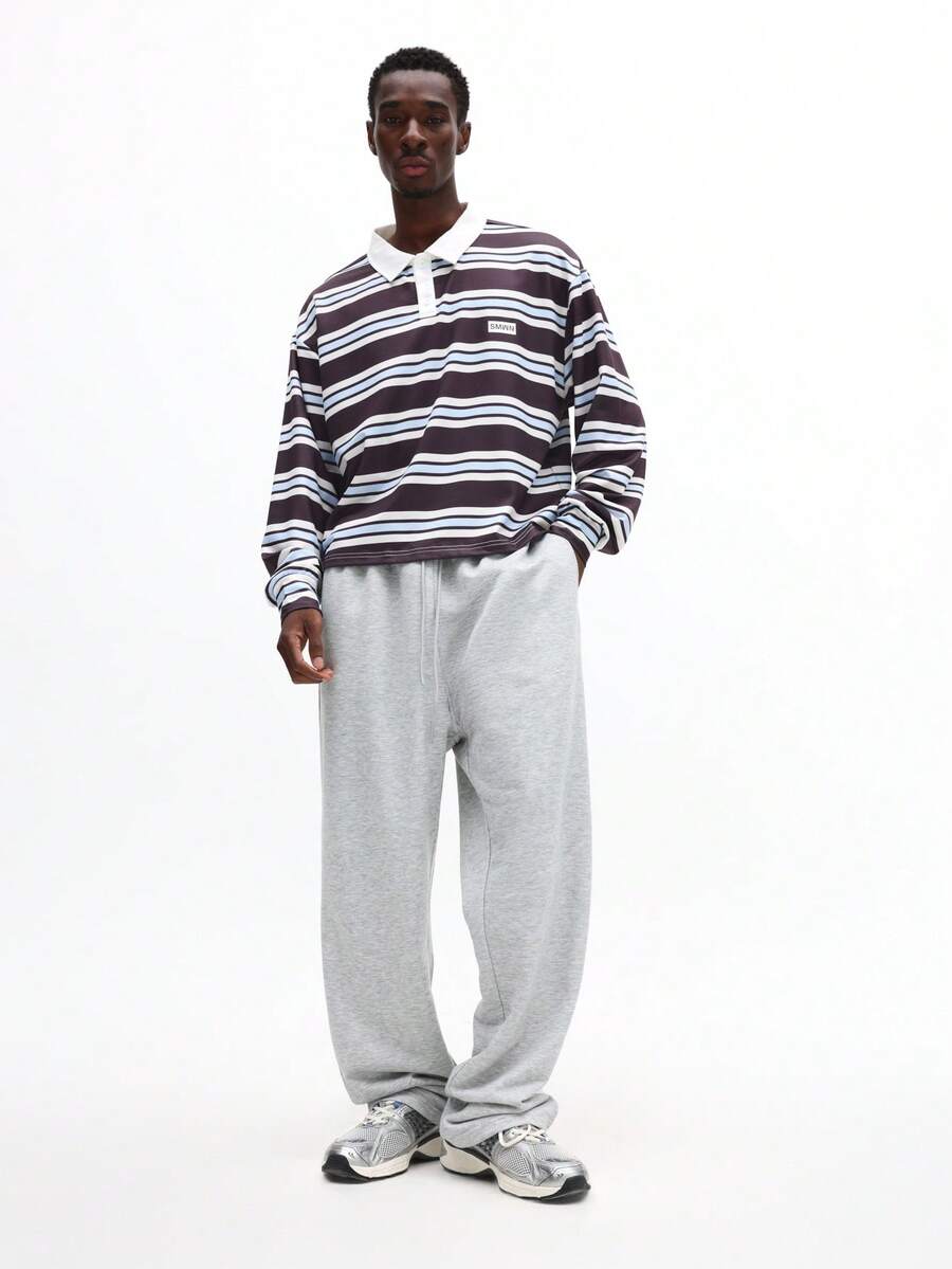 SUMWON Crop Fit Long Sleeve Striped Polo Sweatpants Co Ord Set Casual Loungewear Two Piece Matching Outfit Winter Comfort - Multicolor - View 1