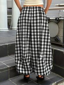 MainGRL 女士格子梭织休闲裤，简约日常穿搭 - 彩色 - 查看 2