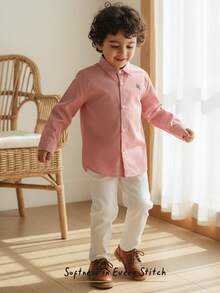 Cozy Pixies Conjunto de 2 piezas de chaqueta de punto con cuello y estampado de caballo de dibujos animados y pantalones de cintura elástica para niño pequeño - Rosa vieja - Ver 8