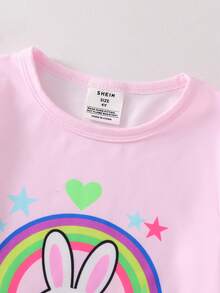 Young Girls Pajamas-2 Piece Pajama Set Spring To Summer Snug Fit Tight Fit Pajamas - Baby Pink - View 7