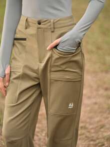 SHEIN In My Nature 女士休闲百搭户外裤，带腰带环 - 摩卡棕 - 查看 3