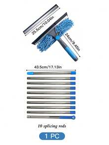 2-In-1 High-Rise Window Cleaning Kit With 10 Extension Rods For High-Rise Glass Wipe And Scraper, Reusable Microfiber Pad, No Power Required, Machine Washable, Ideal Mother's Day Gift - Multicolor - View 15