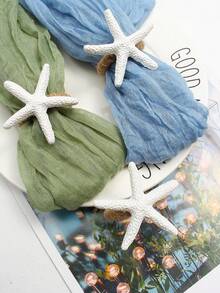 4-20 Pcs Hand-Woven Linen Rope White Resin Starfish Napkin Rings, Ideal For Outdoor, Themed And Holiday Table Decor - Multicolor - View 5