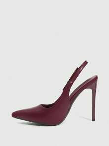 CUCCOO SZL 女士尖头细高跟黑色时尚性感晚宴派对高跟鞋，带踝带 - 酒紅PU - 查看 8