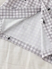 Baby Boys Pajamas-2 Pieces Pajama Set Summer Grey Gingham Puppy Print Short Sleeve Button Down Shirt With Collar Elastic Waist Long Pants Toddler Sleepwear Lightweight Holiday 2026 Must Have Cute Gift Home Travel - Grey - View 7