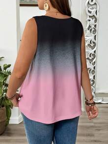 SHEIN LUNE 大码女式美式极简主义纹理渐变印花圆领背心 - 彩色 - 查看 2