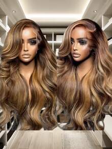 MECRY 真人前额发假发 6-36 英寸蕾丝前额假发 13X4 13*6 4*4 5*5 和 13*1 黑色水波纹蕾丝前额假发 真人前额发 200% 密度 真人 13X4 蕾丝前额假发 真人前额发预先拔毛，适用于 13*1 精灵短发假发 - S4/27 - 查看 7