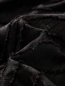 SHEIN 女童黑色长袖连衣裙，荷叶边领口设计，甜美可爱，适合搭配家庭装 - 黑與白 - 查看 8