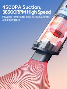 Teckwe 迷你吸尘器，4500PA超强吸力，车载吸尘器，强劲吸力，轻松吸除灰尘，双层过滤系统，低噪音，适用于汽车和家庭清洁 - 灰色 - 查看 2