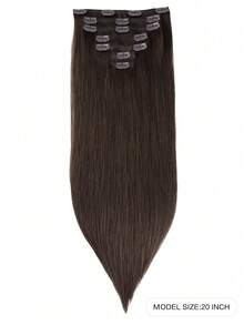 7PCS Straight Clip In Hair Extensions 100% Real Human Hair 14-24 Inch 115G Double Weft Invisible Clip Hair Extensions Remy Natural Human Hair For Women Girls Daily Use - S2A - View 2