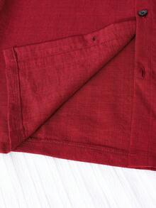 Vacaura 1pc Burgundy Pocket Front Short Sleeve Shirt, Summer Wear For Teens Burgandy Casual Shirt Burgundy Shirt Teen Boys Casual Shirt For Boys Red Shirt Teen Boys Red Shirt - Burgundy - View 3