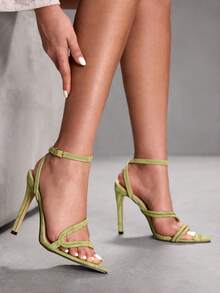 CUCCOO SZL Sandal Hak Kristal dengan Tali Tipis Minimalis dan Gaya Chic, Sandal Hak Tinggi Serbaguna untuk Aktivitas Luar Ruangan & Streetwear, Sepatu Musim Semi, Liburan Musim Semi, Paskah, dan Natal. - Aurora hijau - View 3