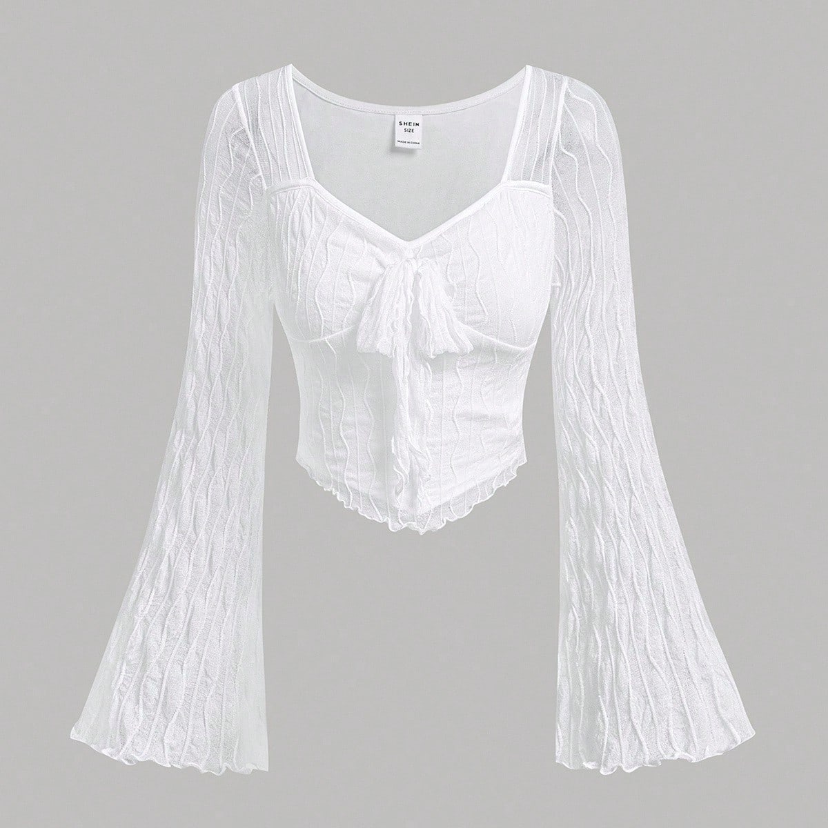 Camiseta de manga larga con textura de unicolor elegante para niñas preadolescentes