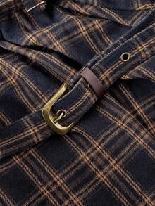 SHEIN MOD 海军蓝格子迷你连衣裙 - 藏蓝色 - 查看 6