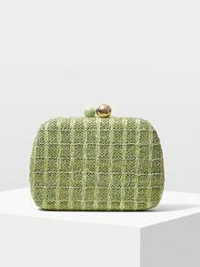 MOTF PREMIUM 女士小巧时尚度假草编手拿包，适合度假/旅行 - 綠色 - 查看 1