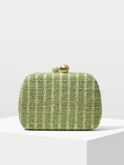 MOTF PREMIUM Women's Small Stylish Vacation Straw Clutch Bag For Vacation/Travel