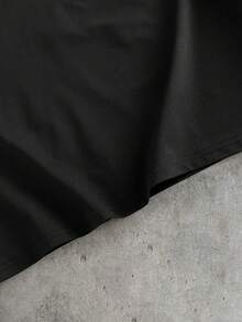 AXEPEAK 男士休闲宽松短袖圆领T恤，黑色，前后印花图案，夏季街头风上衣男士印花T恤 - 黑色 - 查看 5