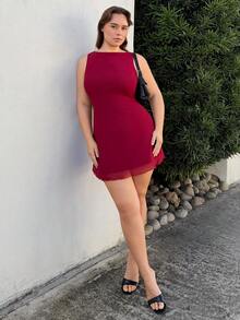 Nezia Cruz Váy lưới không tay cỡ lớn dành cho nữ, Xuân/Hè - Màu Đỏ Sâu - Xem 1