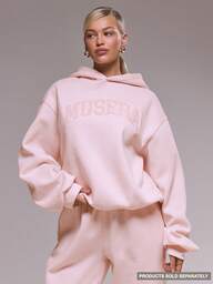  Conjunto de moletom com capuz oversized "Musera" com apliques. Ideal para o inverno, com um visual casual, fofo e aconchegante.