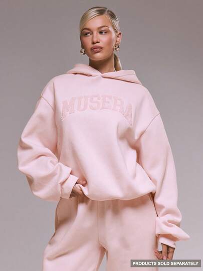 Oversized "Musera" Applique Hoodie Tracksuit Top Only Winter Cute Casual Cosy