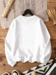 SHEIN LUNE Áo thun dài tay màu trắng in hình người tuyết dành cho nữ cỡ lớn, áo thun họa tiết mùa xuân/thu, áo nữ mùa xuân. - trắng - Xem 2