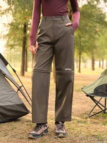 SHEIN In My Nature Women's Letter Print Detachable Casual Outdoor Hiking Pants - Brown - View 7