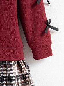 SHEIN 公主風酒紅色女童秋季洋裝，返校季 7 歲生日禮服 - 酒紅色 - 查看 5