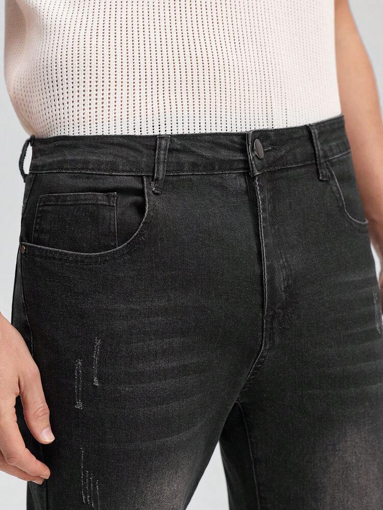 Officeau Quần jeans nam cổ điển màu đen, chất liệu denim co giãn, thích hợp cho mùa xuân đến hè. - màu đen - Xem 8