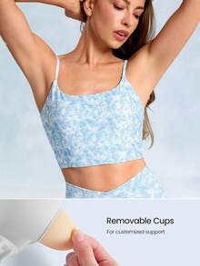 GLOWMODE FeatherFit™ Knot Going Anywhere Twisted Backless Tank Top Light Support Low Impact Yoga Daily Valentine's Day - Blue and White - View 2