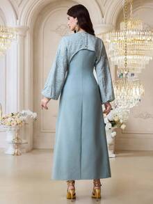 Al Najma 新款浪漫优雅荷叶边设计高端派对礼服 - 杏色 - 查看 7