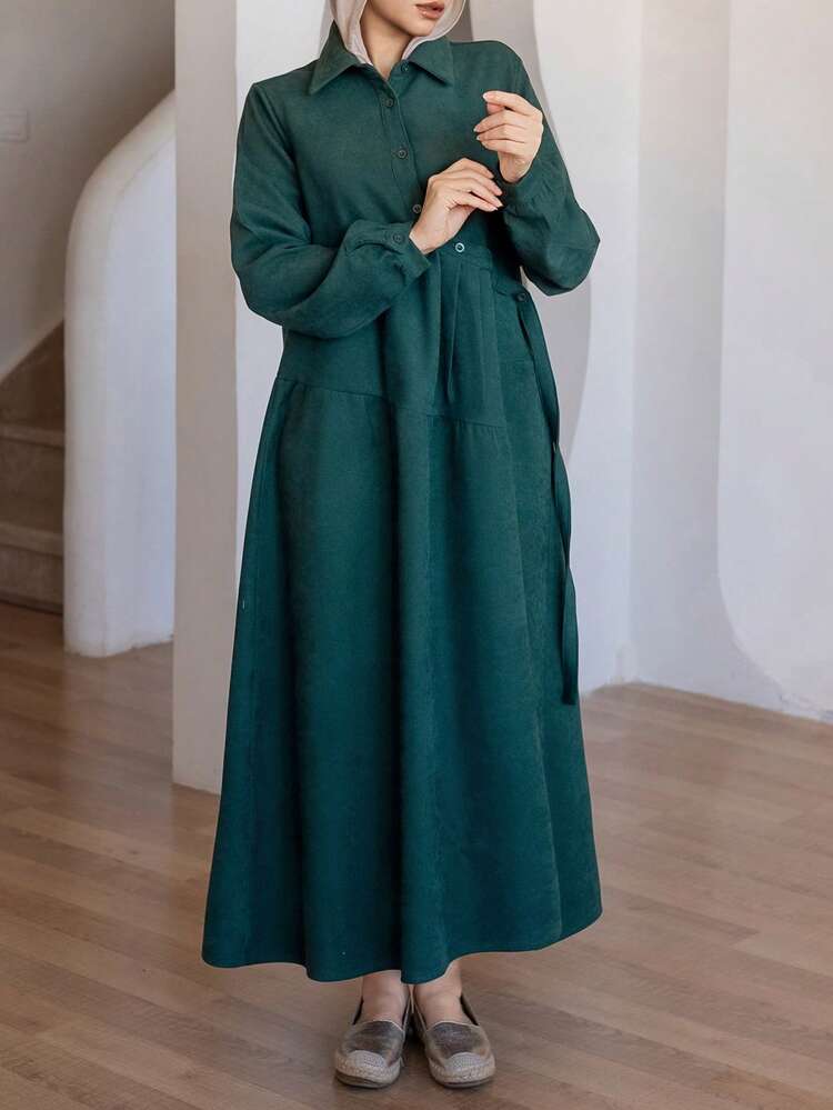 Women's Loose Mid-Length Shirt Dress, Spring/Autumn